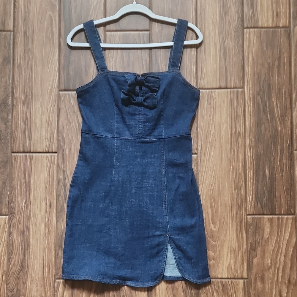 MABLE Blue Bustier Mini Dress with Slit